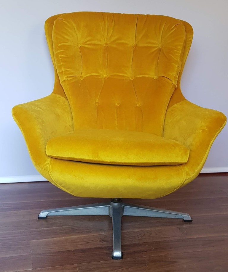 Modern Chair Yellow Velvet