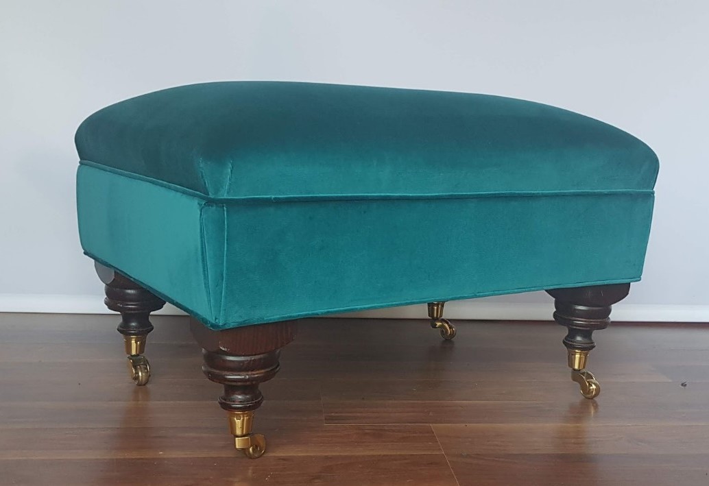 Modern Ottoman Teal Fabric